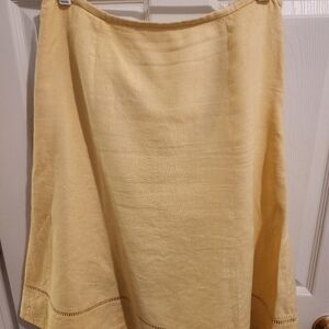 Talbot's Butter Yellow 100% Linen A- Line Skirt Size 10
